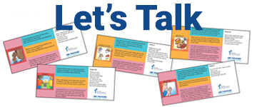 Header text "Let's Talk" with five illustrated cards below 